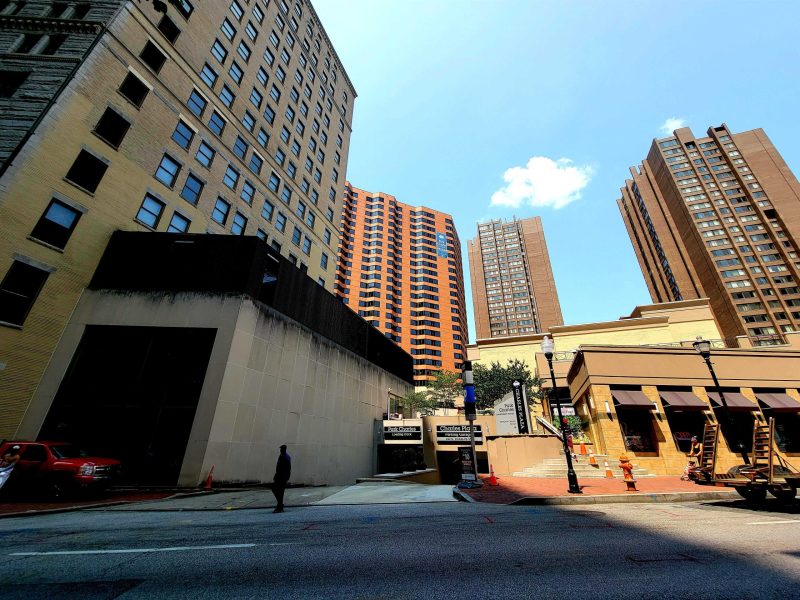 Exterior view of Baltimore high rise apartments