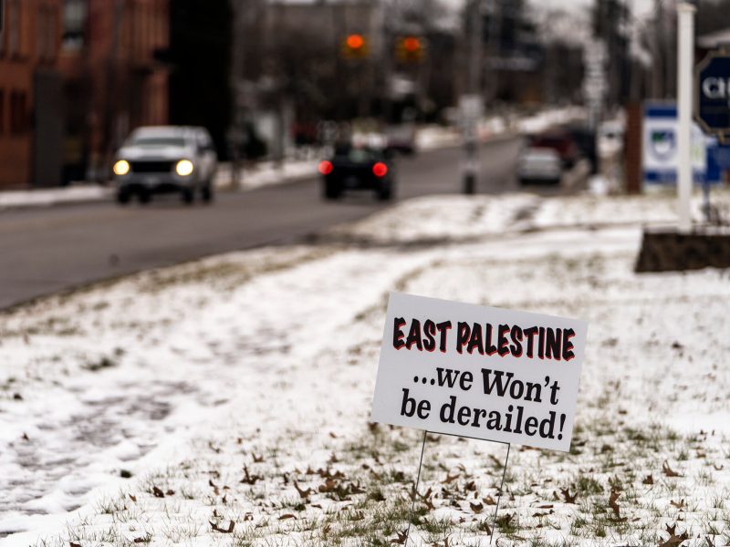 A sign on West Main Street in East Palestine, Ohio, photographed on Tuesday, Jan. 23, 2024. Alexandra Wimley/Pittsburgh Union Progress