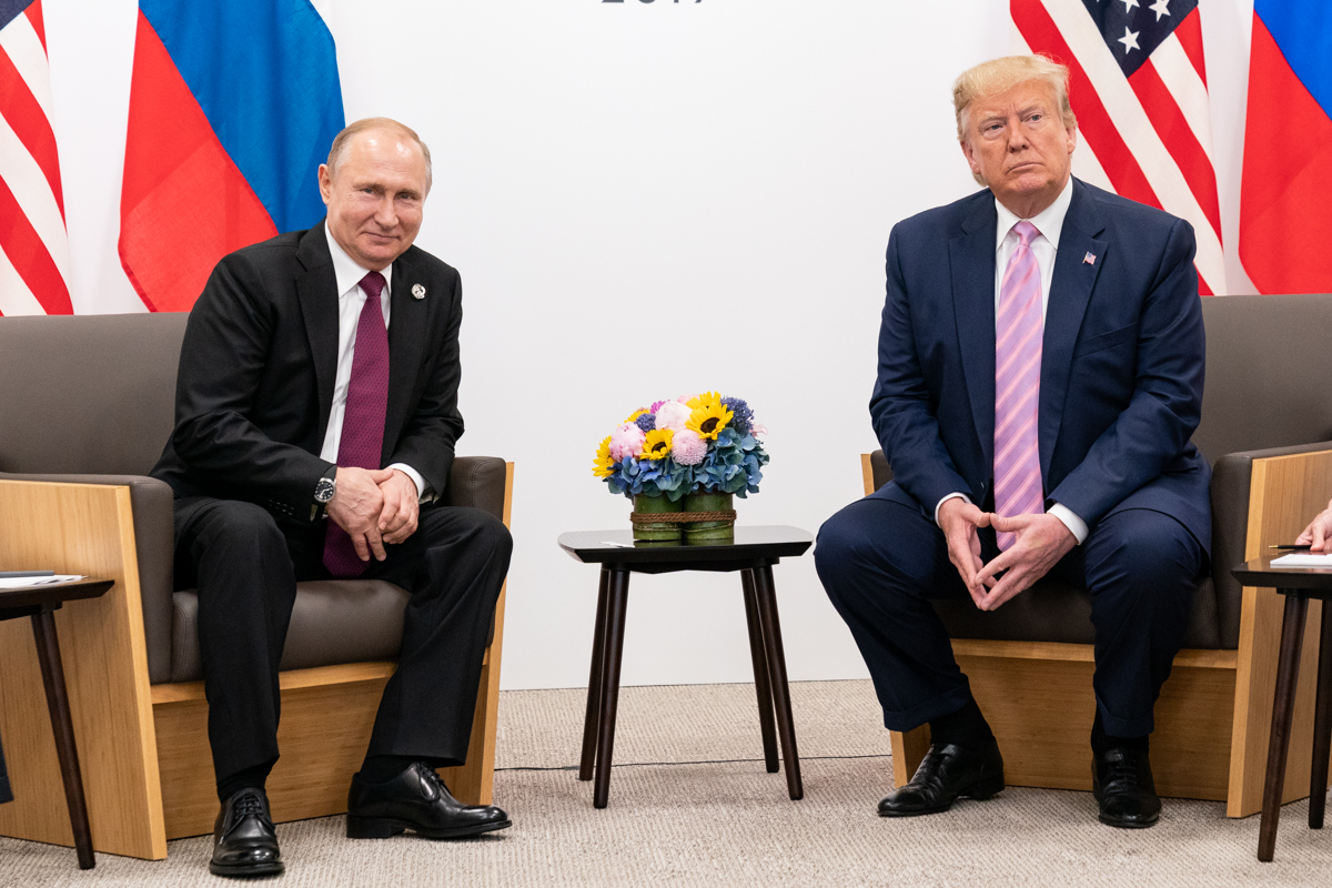President Donald J. Trump participates in a bilateral meeting with the President of the Russian Federation Vladimir Putin during the G20 Japan Summit Friday, June 28, 2019, in Osaka, Japan. Official White House Photo by Shealah Craighead.