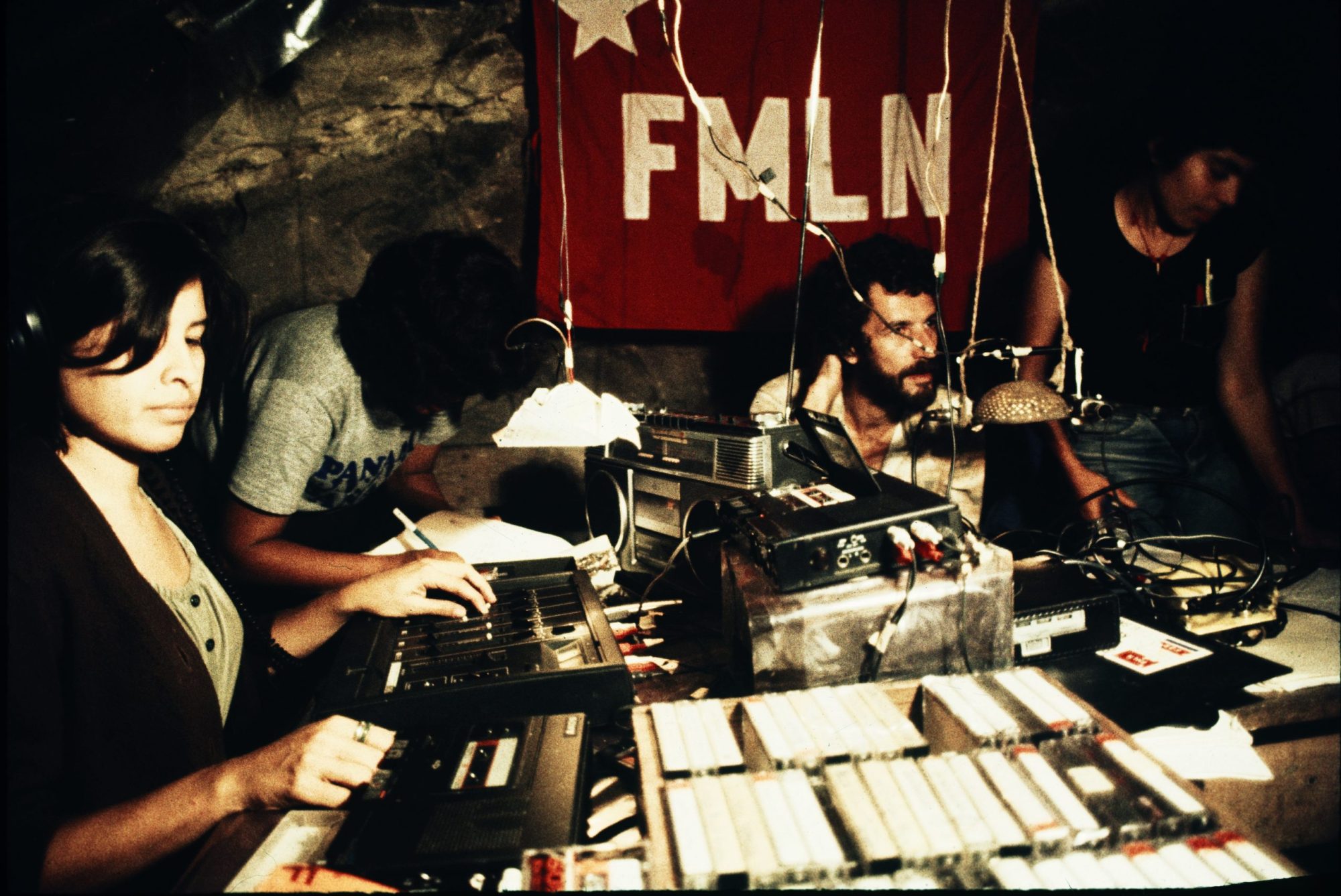 The Radio Venceremos team on air. Photo courtesy of the Museum of Word and Image
