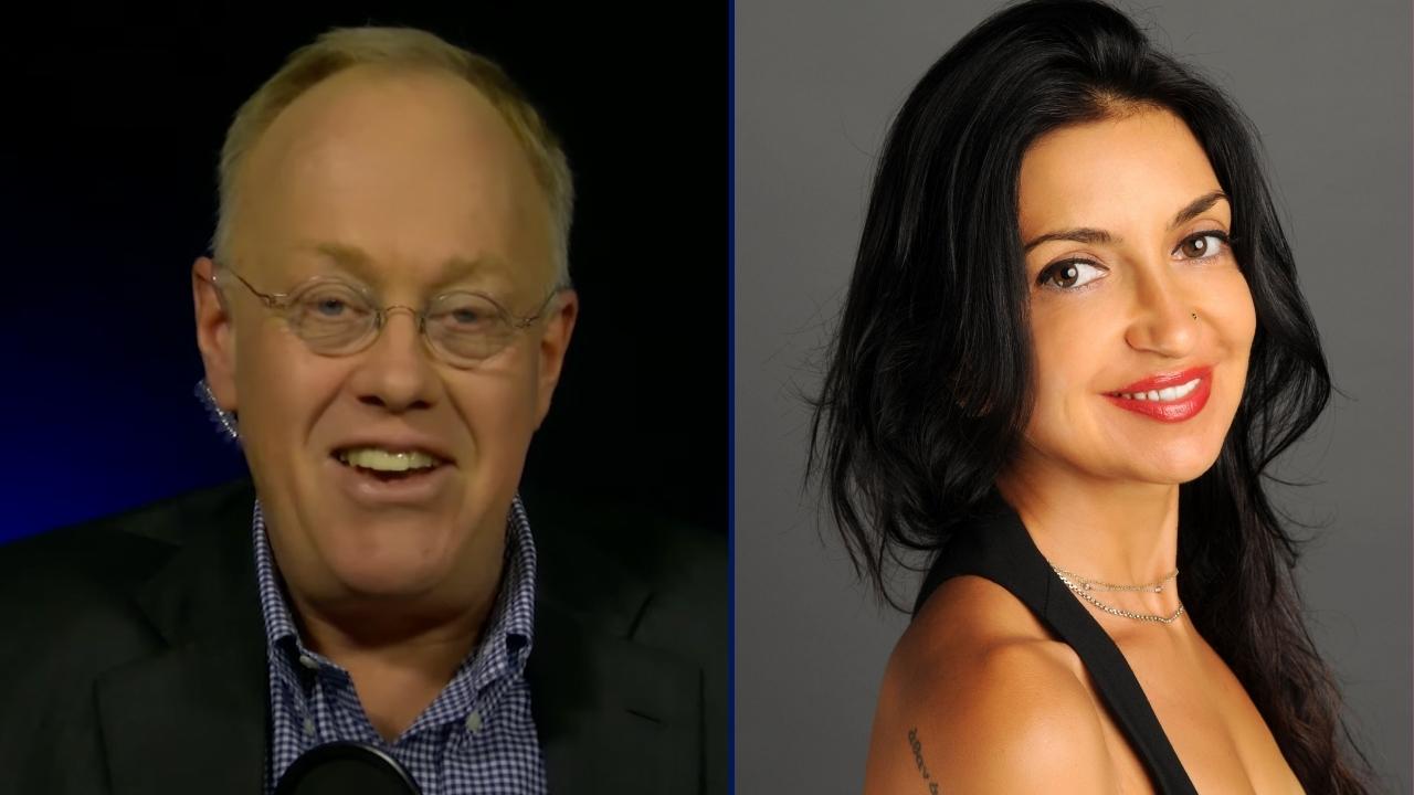 Screenshot of Chris Hedges (left) and Eurydice Eve (right)