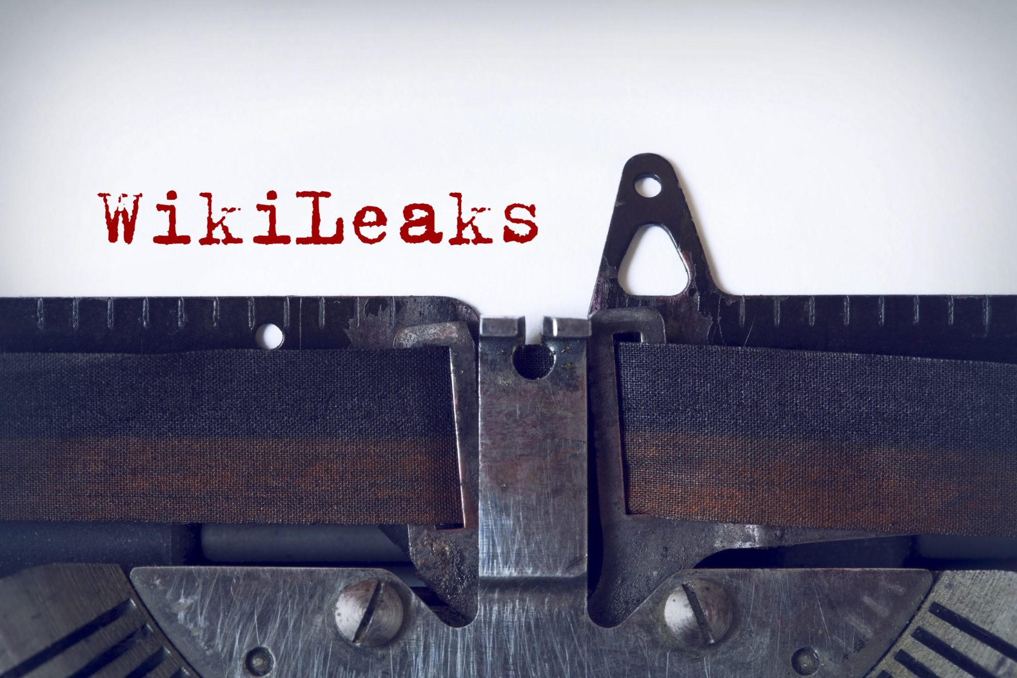 WikiLeaks written on a vintage typewriter Photo via Getty Images.