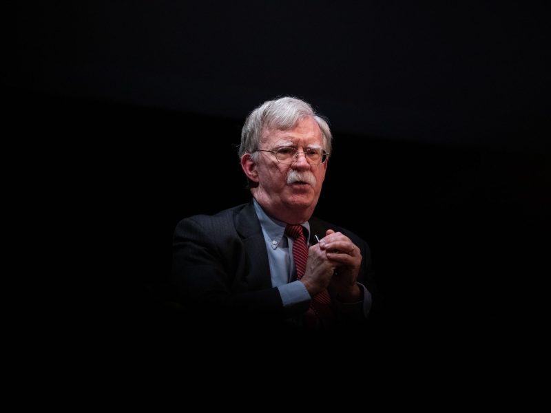 Former National Security adviser John Bolton speaks on stage during a public discussion at Duke University in Durham, North Carolina on Feb. 17, 2020.