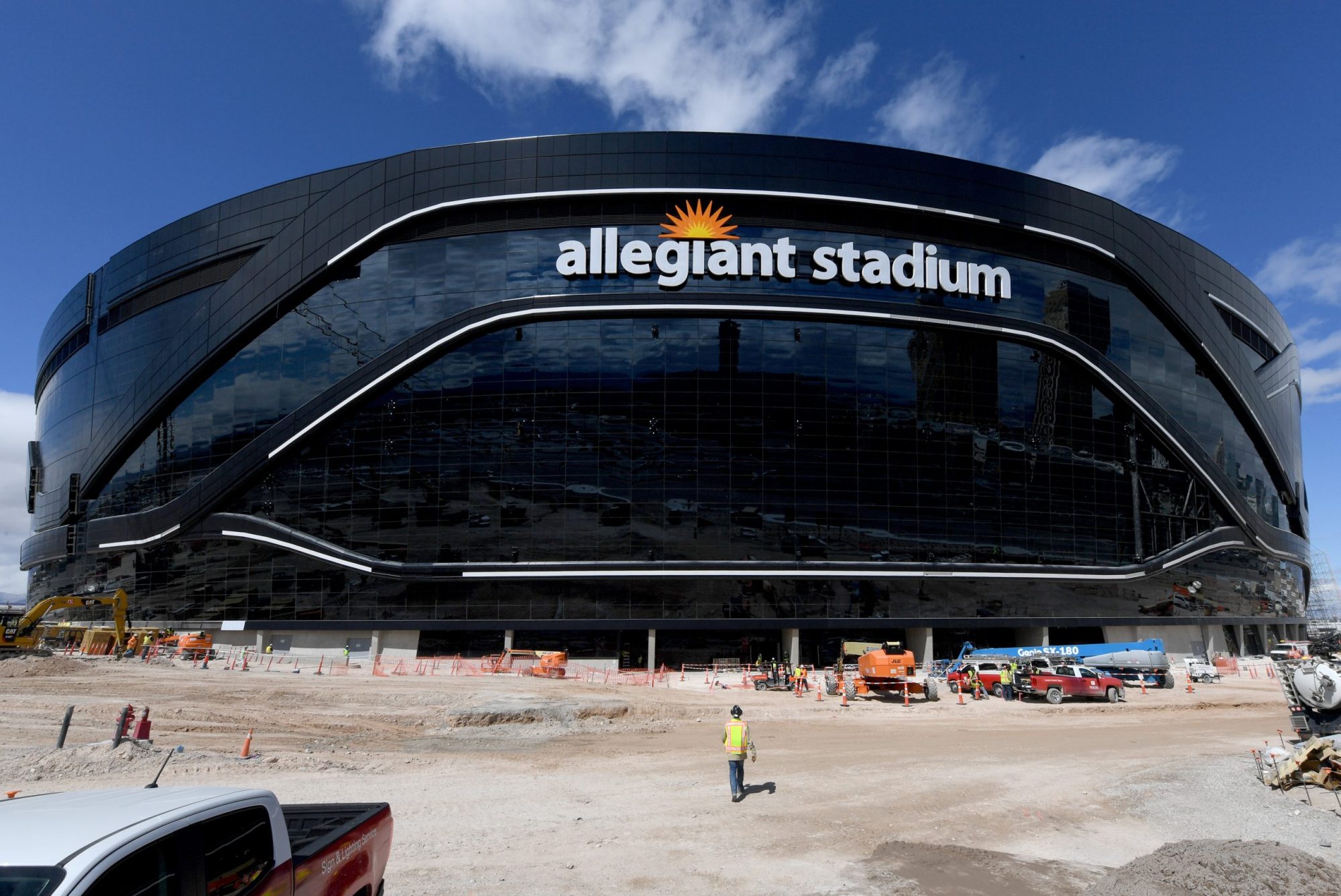 Construction continues at Allegiant Stadium, the USD 2 billion, glass-domed future home of the Las Vegas Raiders on March 17, 2020 in Las Vegas, Nevada. Photo by Ethan Miller/Getty Images