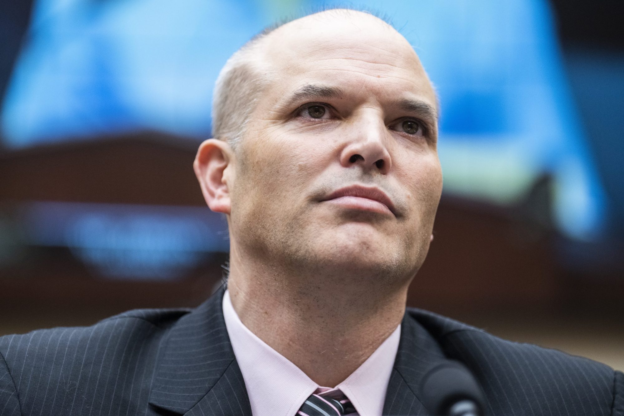 Close up of Matt Taibbi wearing a dark suit during his Twitter Files Congressional testimony.