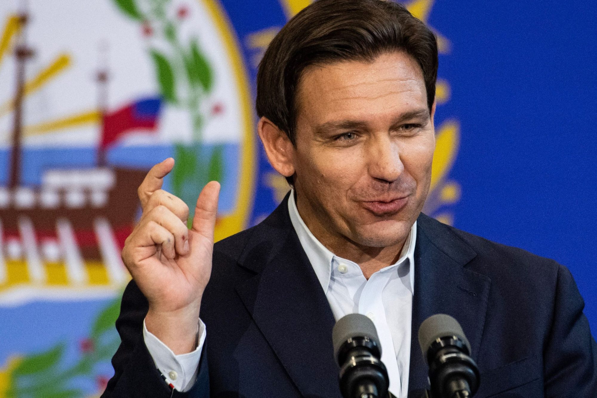 Florida Governor and 2024 hopeful Ron DeSantis speaks during a campaign stop at Manchester Community College in Manchester, New Hampshire, on June 1, 2023. Photo by JOSEPH PREZIOSO/AFP via Getty Images