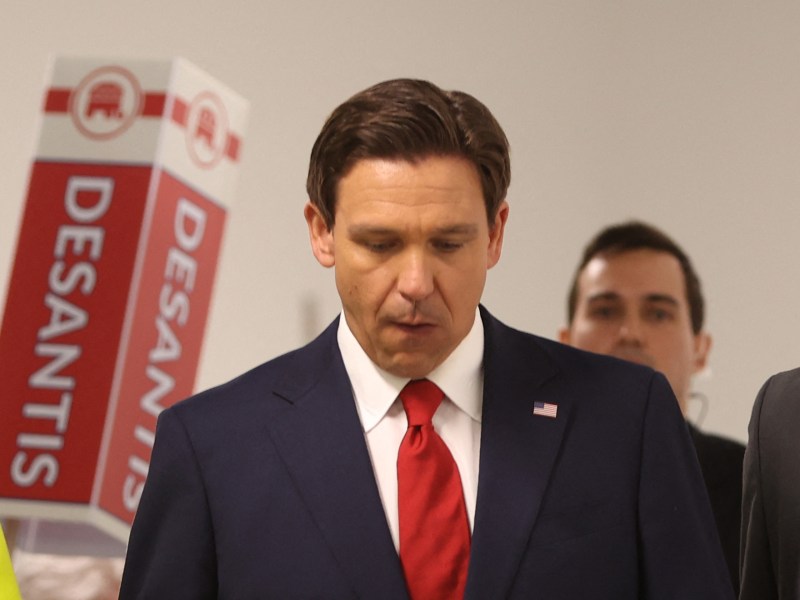 Florida Governor Ron DeSantis walks to the Spin Room following the first Republican Presidential primary debate at the Fiserv Forum in Milwaukee, Wisconsin, on August 23, 2023. Photo by ALEX WROBLEWSKI/AFP via Getty Images