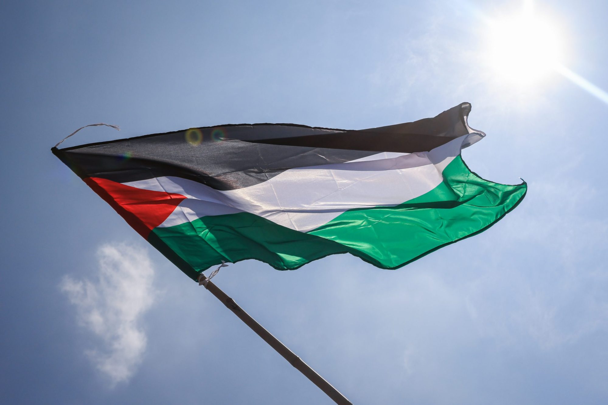 A Palestinian flag is seen during a Freedom for Palestine rally at Merdeka Square on Oct. 22, 2023, in Kuala Lumpur, Malaysia.