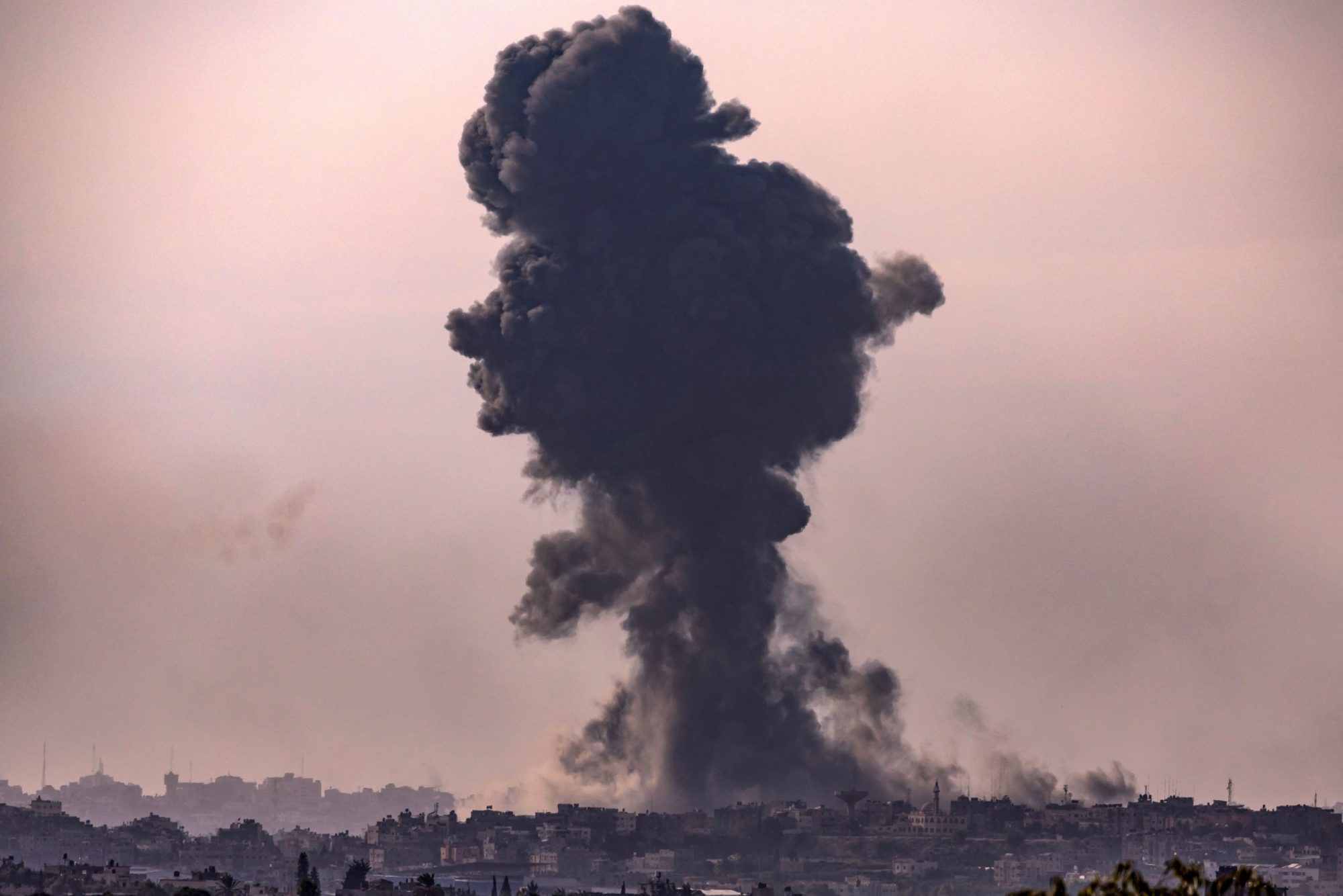 A picture taken from Israel's southern city of Sderot shows smoke rising during Israeli bombardment of the Gaza Strip on October 31, 2023, amid ongoing battles between Israel and the Palestinian Hamas movement. Photo by FADEL SENNA/AFP via Getty Images