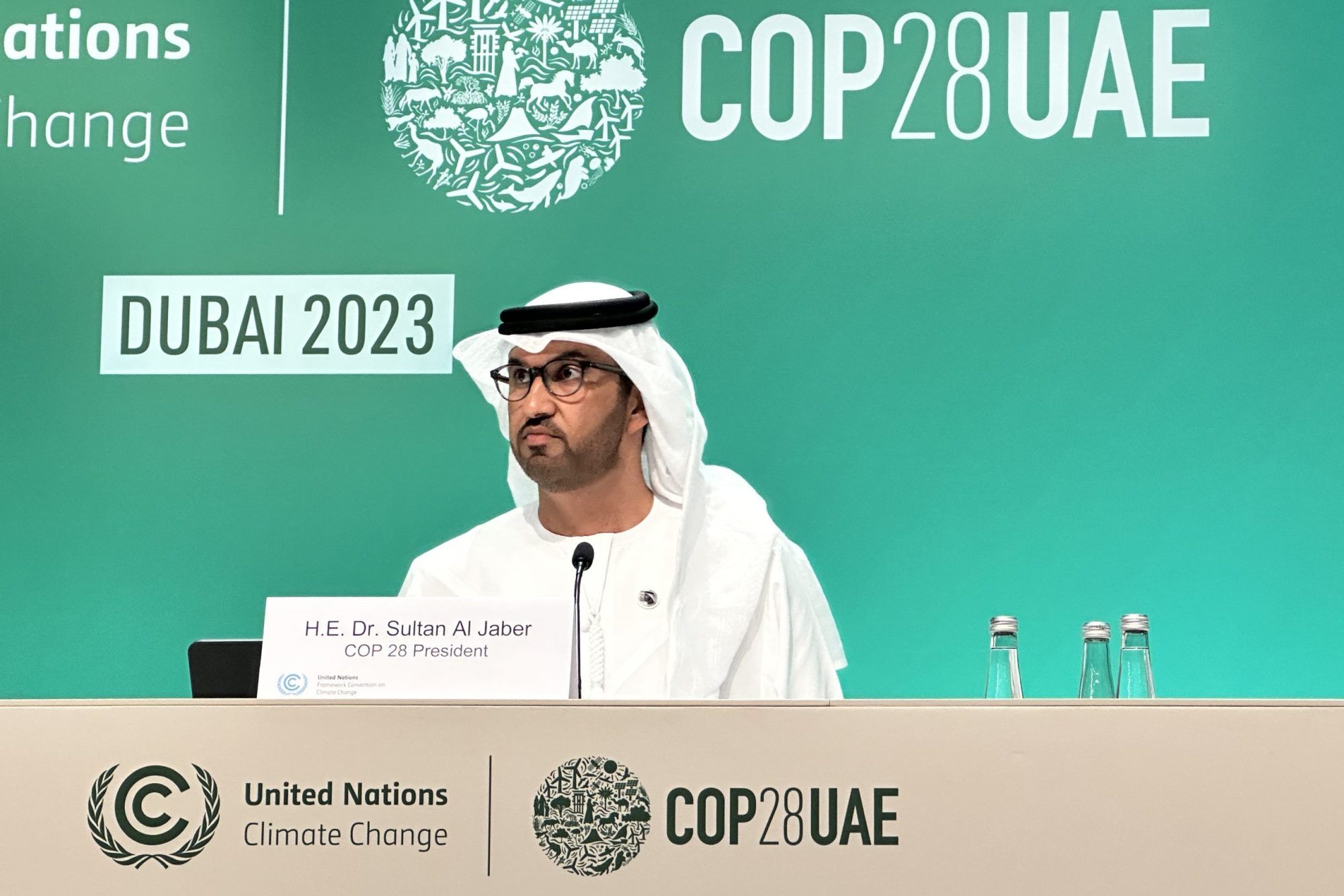 UAE Industry and Advanced Technology Minister and President of COP28, Sultan bin Ahmed Al Jaber. Photo by Nuran Erkul Kaya/Anadolu via Getty Images