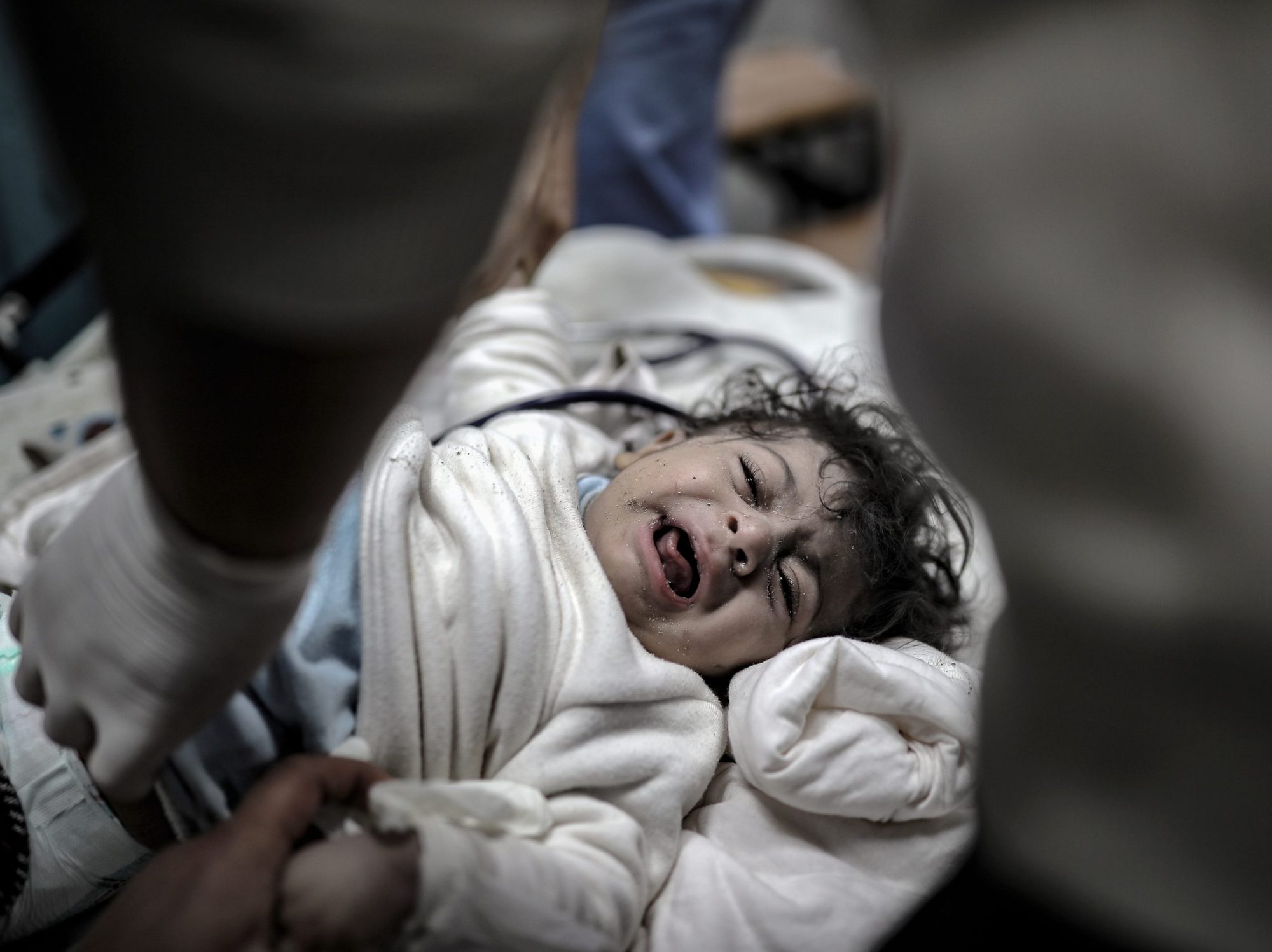 Injured Palestinians, including children, are taken to the Nasser Hospital for medical treatment in Khan Yunis, Gaza on December 31, 2023. Photo by Belal Khaled/Anadolu via Getty Images