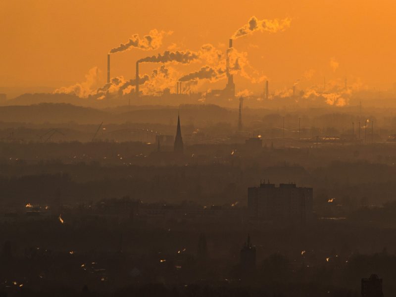 Steam and exhaust rise from different companies on a cold winter day on January 6, 2017 in Oberhausen, Germany. Photo by Lukas Schulze/Getty Images