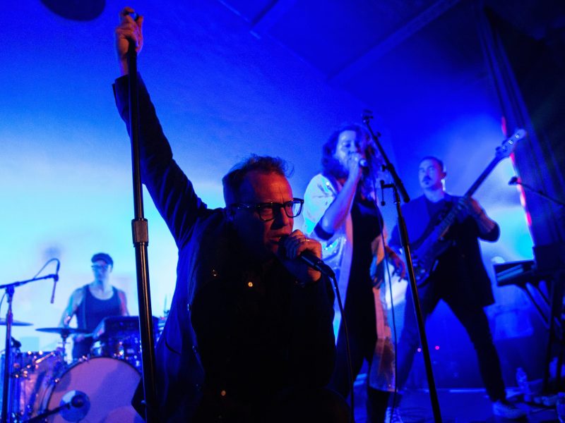 Torquil Campbell of the band Stars performs on stage at the venue Hollywood Forever