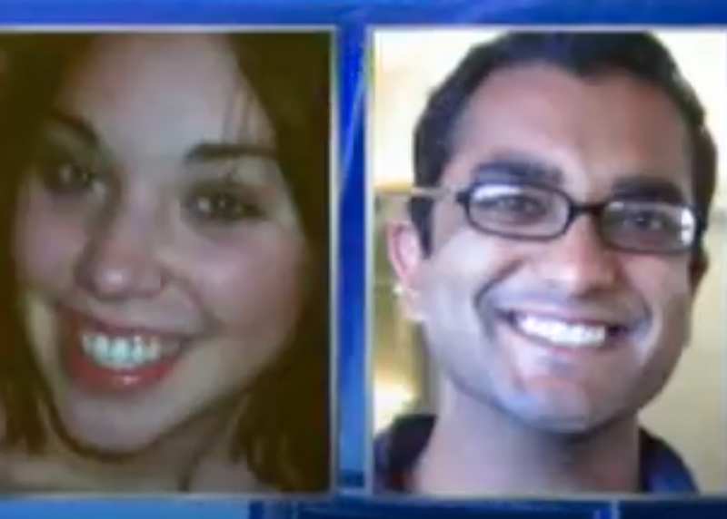 Portraits of Emily Hauze and Harsh Kumar. Both are smiling. Emily is white and has dark hair. Harsh is South Asian and wears glasses.