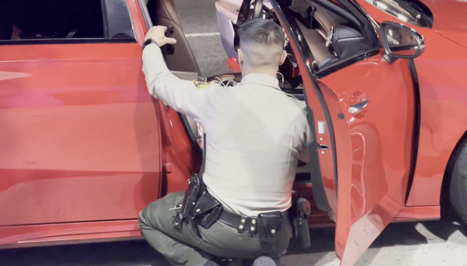 Los Angeles County Sheriffs Department search a motorist's car after pulling him over for an alleged window tint violation. Photo Courtesy of YouTube Channels Tom Zebra and Laura Shark CW